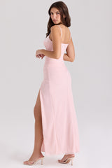 Soft Pink Mesh Maxi Dress