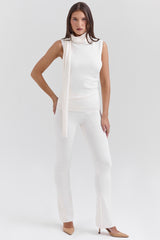Ivory Cashmere Slim Cigarette Pants