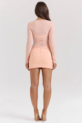 Sorbet Gathered Long Sleeve Top With Bra