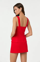 Button Front Square Neck Vest