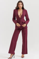 Wine Straight Leg Trousers