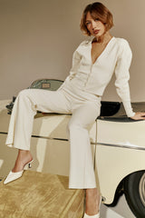 Off White Cotton Knitted Trousers