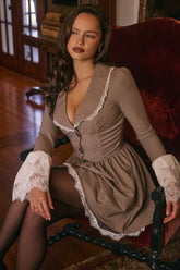 Brown Puppytooth Check Mini Dress