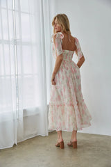 Celine Floral Tie Strap Bustier Maxi Dress