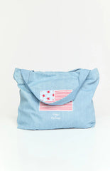 AmbreCloset Washed Denim USA Tote Bag