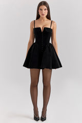 Black Velvet Tulle Mini Dress