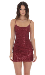 Sequin Bodycon Dress in Burgundy