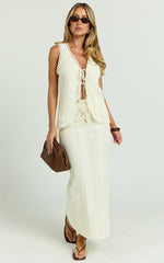Mercedes Maxi Skirt - Crochet Tie Waist Skirt in Cream
