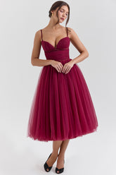 Cabernet Tulle Midi Dress