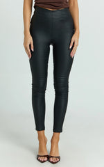Vivian Pants - High Waisted Coated Skinny Pants in Black