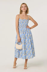 Smocked Floral Midi Dress