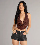 Party Diva Cropped Rhinestone Halter Top