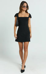 Billie Mini Dress - Cap Sleeve A Line Dress in Black