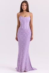 Orchid Lace Corset Maxi Dress