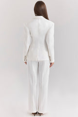 White Wide Leg High Waist Tailored Trousers