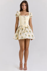 Lemon Rose Print Reversible Cotton Corset Top