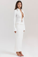 White Cotton Twill Maxi Skirt