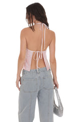 Sequin Halter Top in Pink