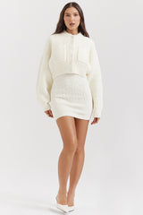 Cream Chenille Blend Bomber Jacket