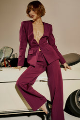 Wine Straight Leg Trousers