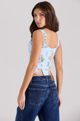 Blue Rose Reversible Cotton Corset Top