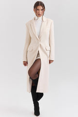 Ivory Single Breasted Long Coat