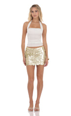 Circle Sequin Skirt in Gold