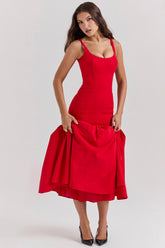 Scarlet Dropped Waist Midi Dress