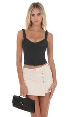 Ruffle Scoop Corset Top in Black