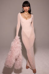 Blush Mesh Maxi Dress With Bodysuit