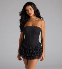 Edgy Allure Corset Drop Waist Romper
