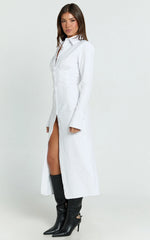 Genevieve Midi Dress - Slim Shirt Dress in White