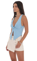 V-Neck Twist Top in Sky Blue