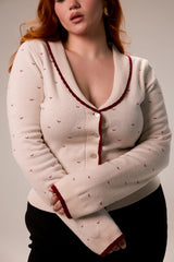 Ivory Cashmere Blend Trimmed Cardigan