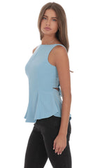 High Neck Back Bow Top in Light Blue