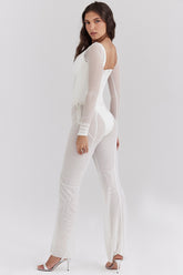White Mesh High Waist Trousers