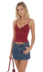 V-Neck Side Slit Top in Maroon