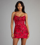 Camila Sequin Lace-Up Bodycon Mini Dress