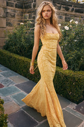 Apricot Lace Up Back Maxi Dress