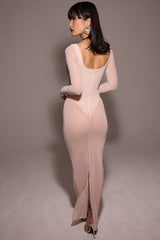 Blush Mesh Maxi Dress With Bodysuit