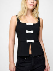 Azra Sleeveless Peplum Bow Top