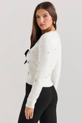 Ivory Soft Mohair Embellished Cardigan