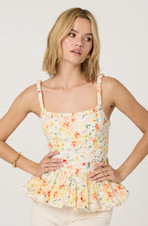 Floral Bubble Hem Peplum Top