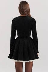 Black Stretch Velvet Cropped Bolero