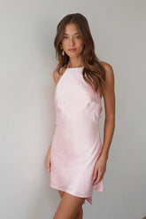 Arella Halter Satin Mini Dress
