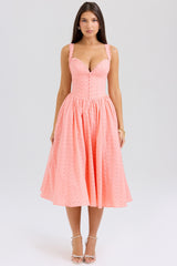 Peach Broderie Anglais Midi Sundress