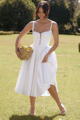 White Broderie Anglais &Amp; Cotton Midi Dress