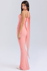 Peach Fluted Hem Maxi Skirt
