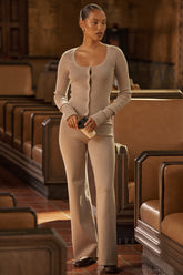 Grey Cashmere Straight Leg Trousers