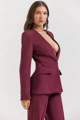 Wine Deep V Blazer